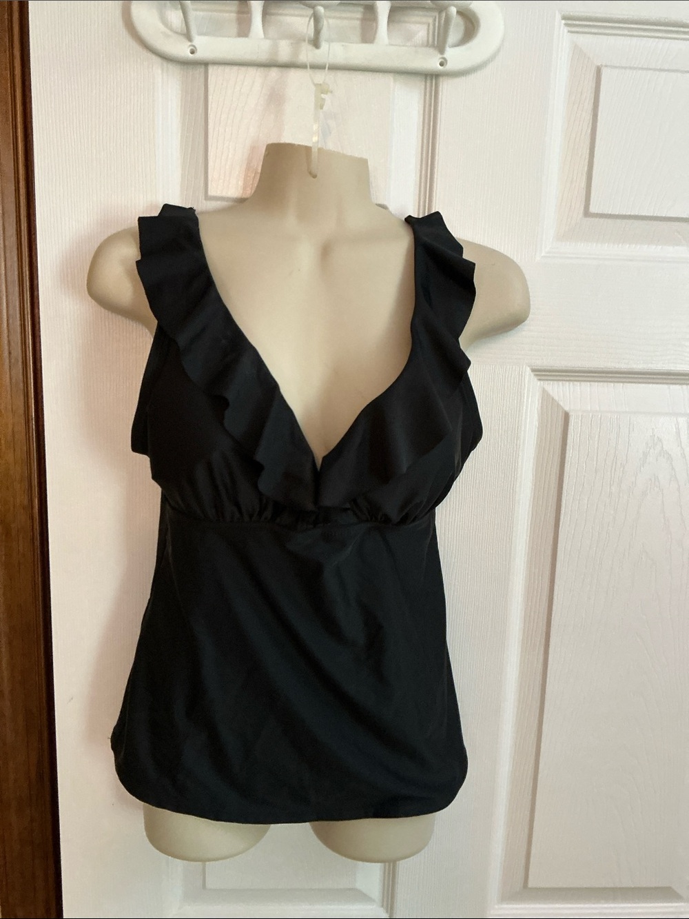 White House Black Market Black Ruffle V-Neck Camisole